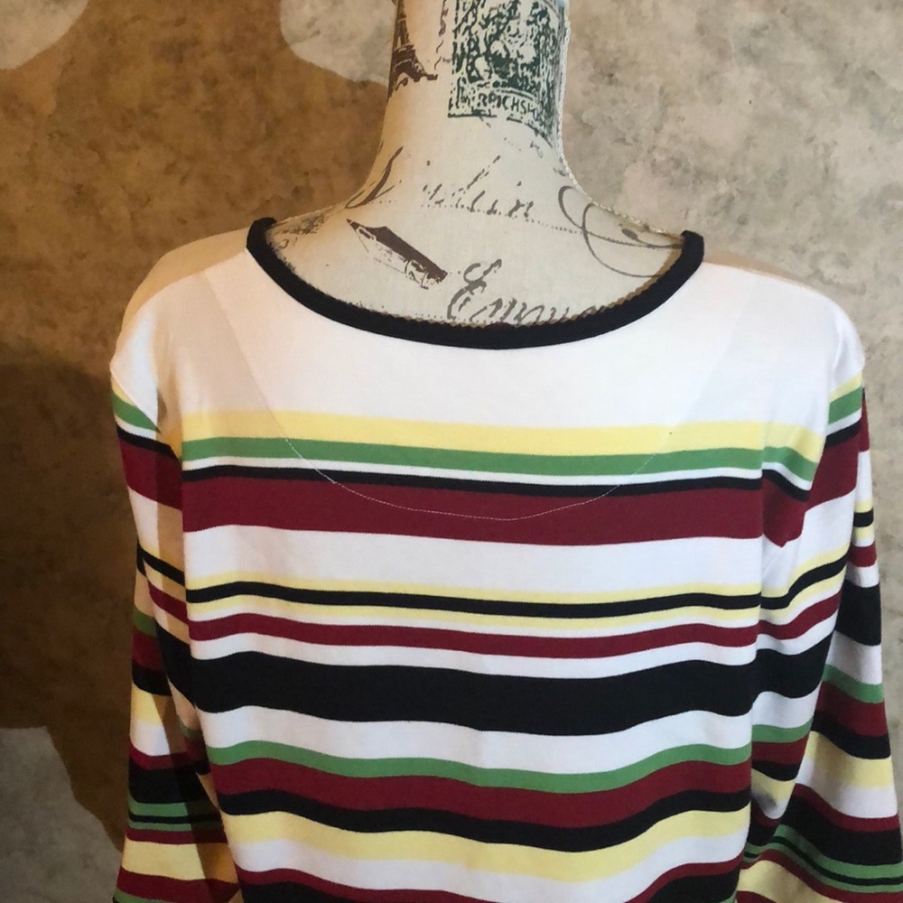 Alfred Dunner Petite Star-Studded Striped Top - Picture 5 of 8